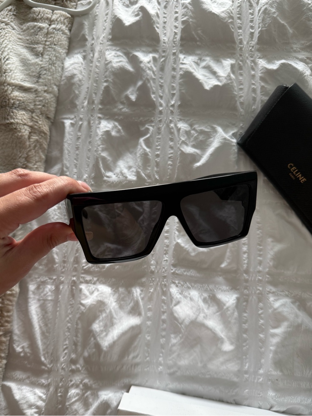 Celine Black Rectangular Oversized Sunglasses